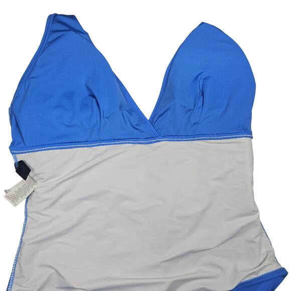 La Blanca Island Goddess Cross Back Mio One Piece Swimsuit Blue Women's 16 - Picture 6 of 8